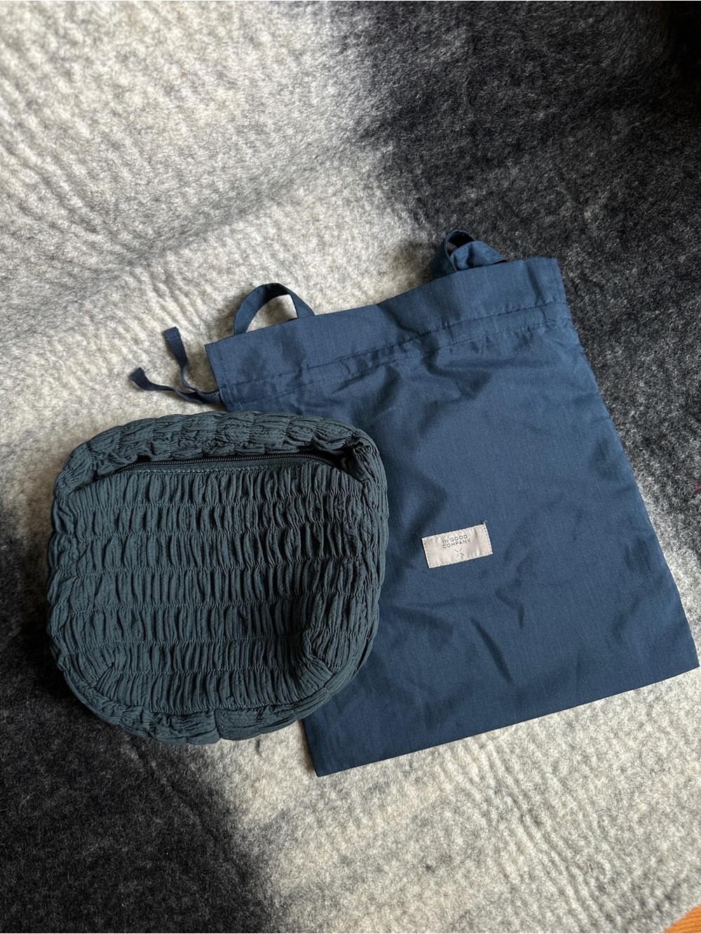 Women's Navy Smocked Bag